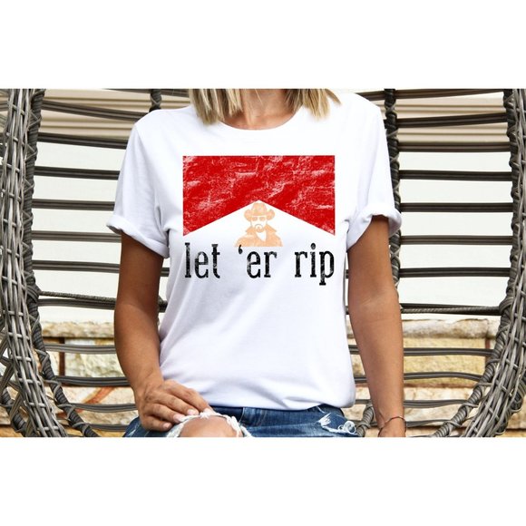 Whiskey Kiss Tops - LET ER' RIP Handmade Graphic Tee